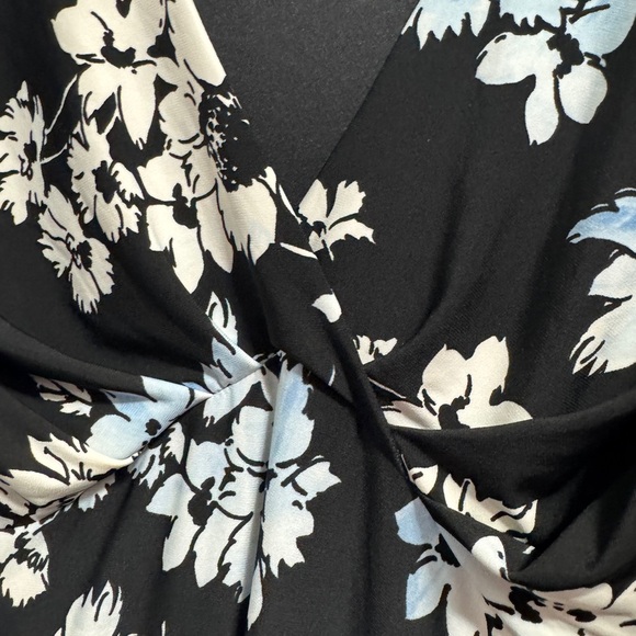 Chaps Floral Cap Sleeve Dress Black - Picture 9 of 10